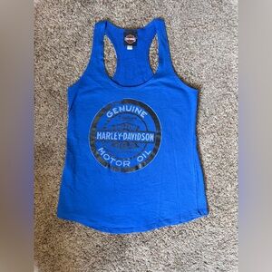 Y2K Harley-Davidson Blue Racerback Tank Top From Italy